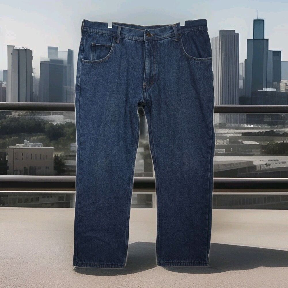 Key Straight Leg Flannel‎ Lined Men's Jeans, 38 x 30, Medium Wash Blue